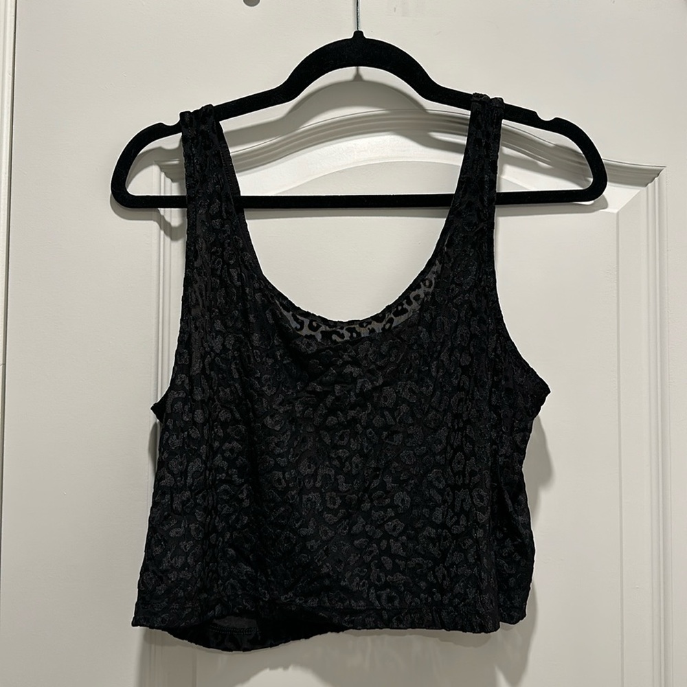 Express Semi-Sheer Leopard Crop Tank